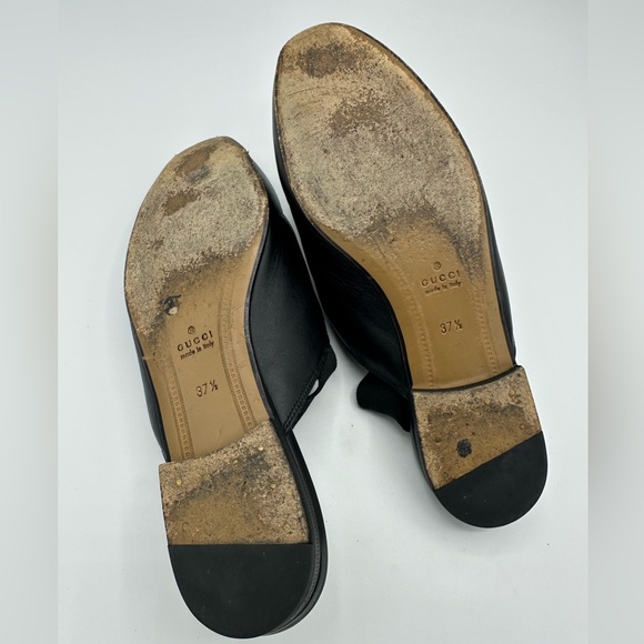 Gucci Black Leather Loafers with Gold Horsebit Slingback - Picture 6 of 6